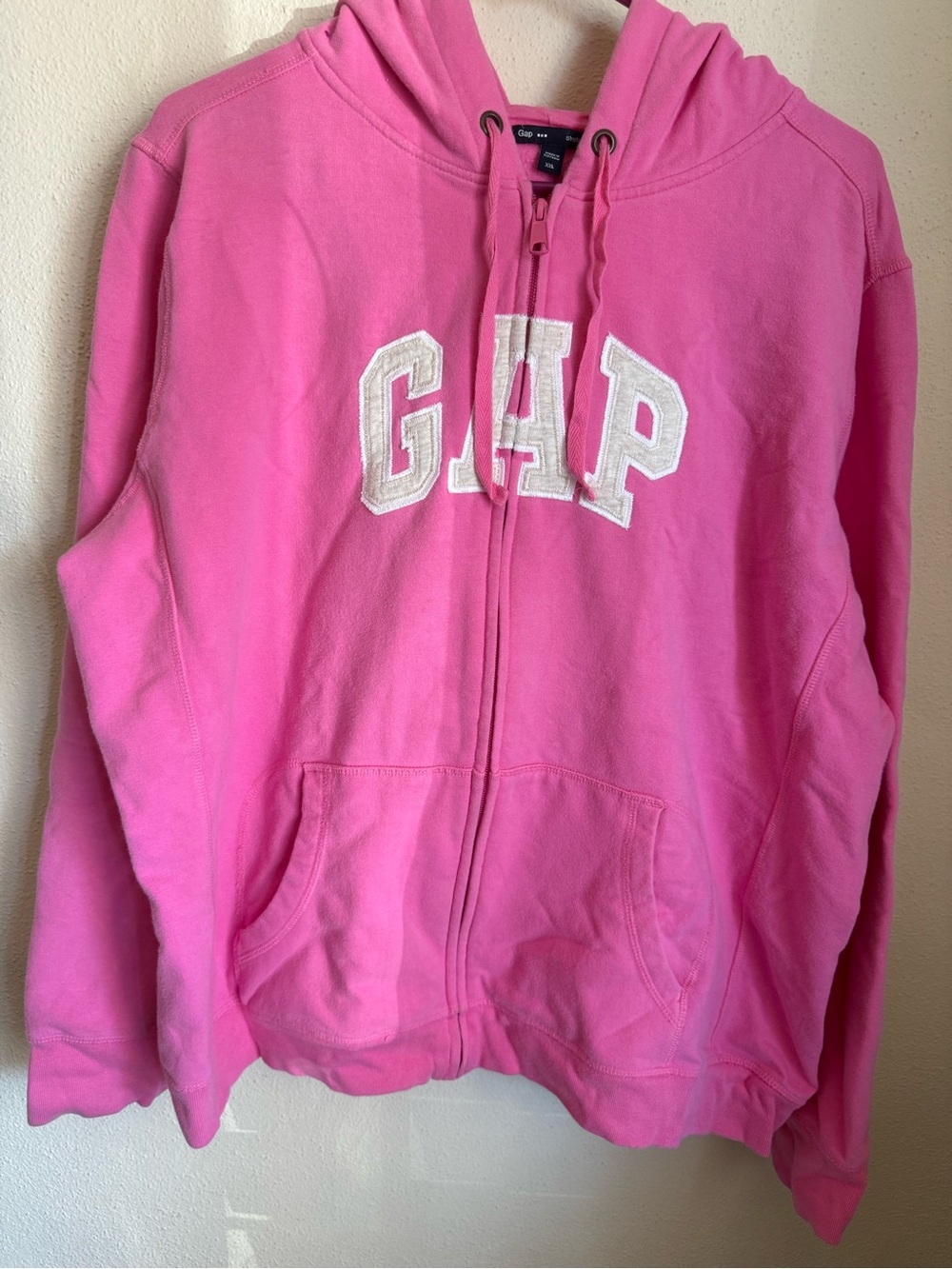 GAP Logo Pink Full-Zip Hoodie Sweatshirt XXL Stretch